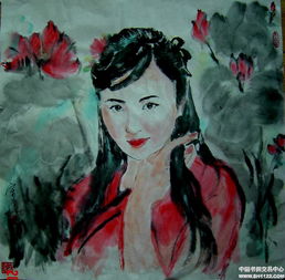 写意荷花少女宋达淘宝名人字画中国书画服务中心中国书画销售中心中国书画拍卖中心名人字画字画交易字画销售字画拍卖字画买卖博艺艺术