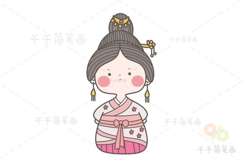 q版秦朝人物女子简笔画