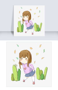 秋季短发美丽女孩手绘插画图片素材psb格式下载动漫人物大全