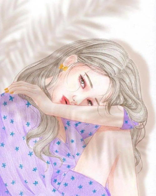 精致细腻的彩铅少女头像插画,清新治愈
