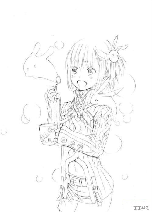 素描卡通图片头像女生素描动漫