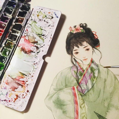 水彩插画她用水彩画出绝美古风美眉,唤醒少女心中的三生三世,美哭了