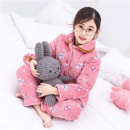 儿童家居服2018冬款款中大童女童套装韩国绒两件套加绒超厚童睡衣ed