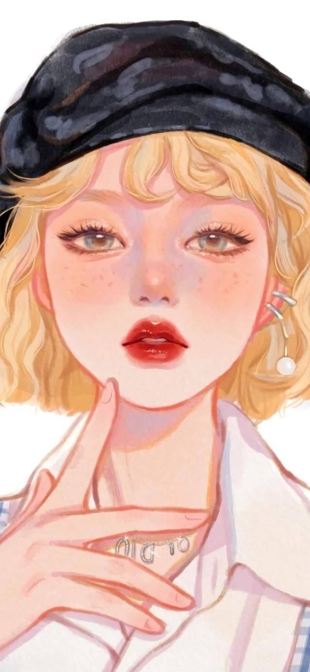 绝美仙气女生头像插画壁纸,闪闪发光,太美了