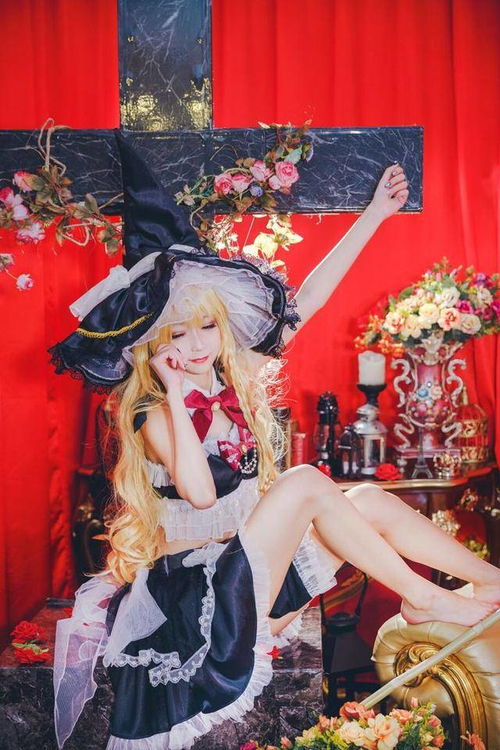 东方cos专题腿控福利,蕾丝巫女装,超级可爱的魔理沙