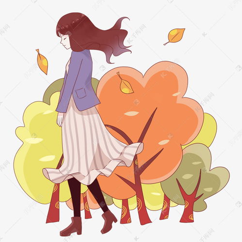 秋季美丽女生手绘插画素材图片免费下载千库网