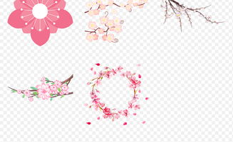 中国风桃花水墨梅花樱花海报素材背景图片png
