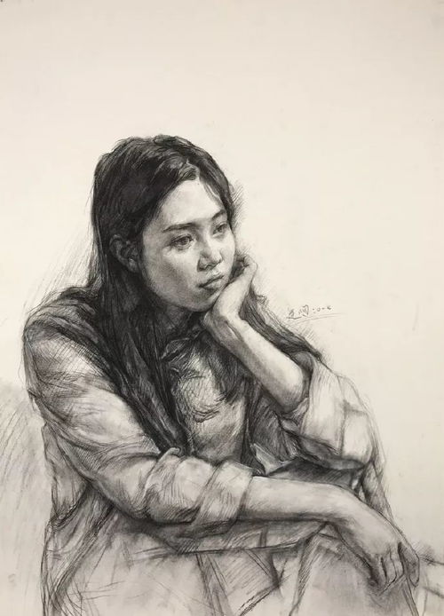 临摹精选丨女青年素描头像及半身像范画