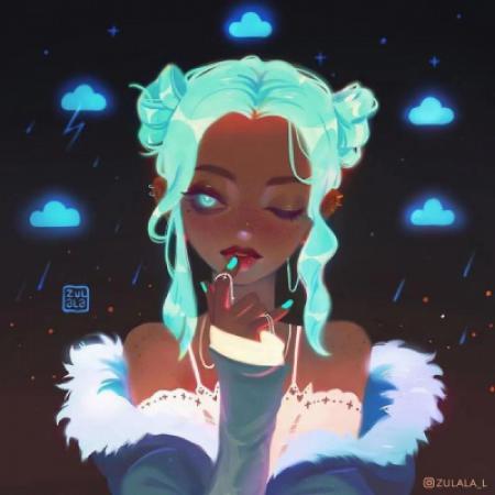 好看荧光效果的女生动漫手绘头像图片