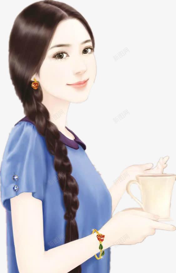 麻花辫美女手绘模特手绘模特素材