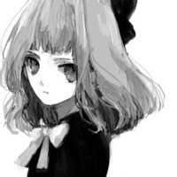 可爱卡通女生黑白素描头像跪求