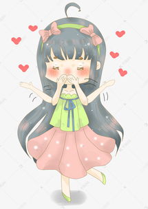 动漫手绘日系小清新飞吻的小女孩插画png素材图片免费下载千库网