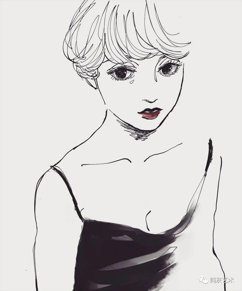 美酷的短发女孩速写
