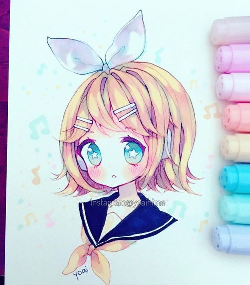 分享一组可爱的美少女头像马克笔手绘插画,萌萌少女心