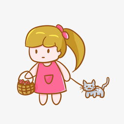 提着花篮遛猫的少女图片素材其他格式下载动漫人物大全