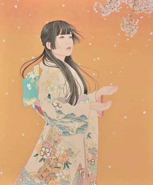 日本女画家的工笔画和服女子,有别致的美