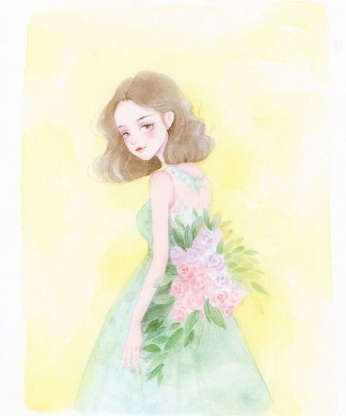 今日唯美壁纸插画少女与花
