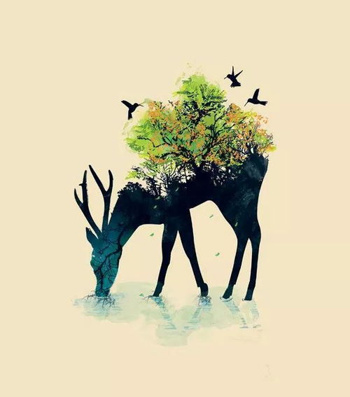 唯美图片精灵鹿手绘图欣赏