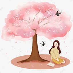 樱花少女燕子树下春天烂漫png粉色赏樱花素材图片免费下载高清psd千库网图片编号11873648