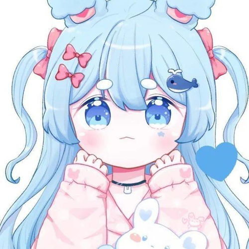 蓝色系可爱女生漫画头像,大海的颜色