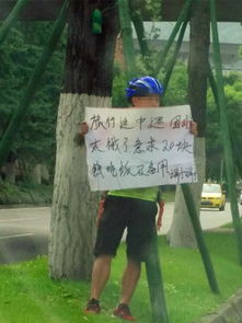 男子路边举牌求饭钱路人质疑其身份