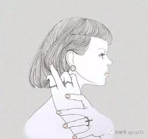 唯美手绘女生短发