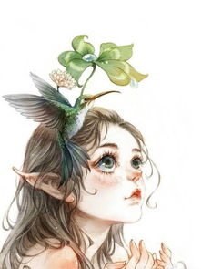 水彩唯美长发精灵少女小清新温馨治堆糖,美好生活研究所