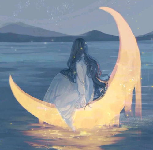 动漫女生头像月亮迷失深海,星星枕浪而眠