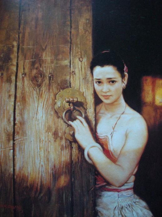 江南美女柔情似水,潘鸿海油画作品