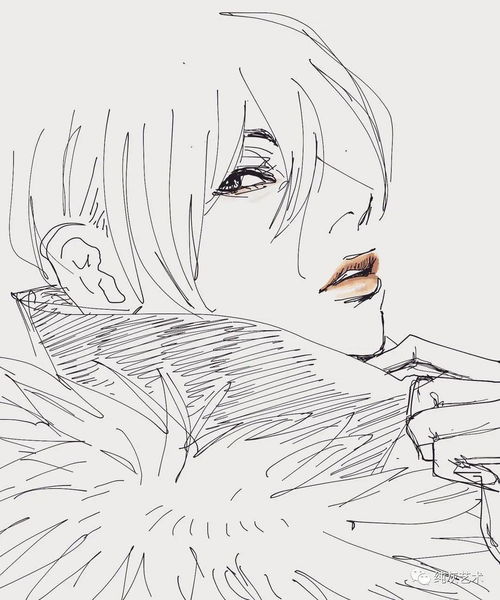 美酷的短发女孩速写