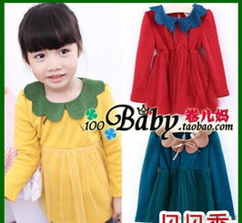 品牌外贸童裙2012女童秋冬新款拼色花朵边加厚加绒娃娃小衫价格厂家图片