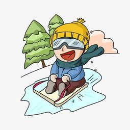 卡通手绘冬季刺激滑雪插画图片素材其他格式下载动漫人物大全