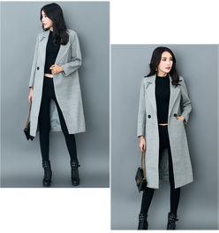 乡情浓韩版秋冬装女新款气质显瘦修身毛呢大衣毛呢外套